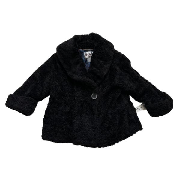 LAL Black Faux Fur Teddy Shawl Collar Pockets Jacket Coat Size Large NEW - Picture 12 of 13